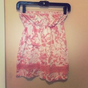 Pink floral strapless too