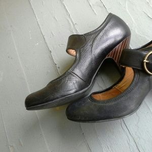 Clarks brass buckle dance shoes