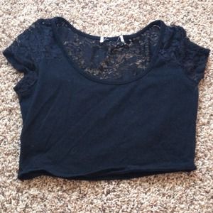 Lace Black Cropped Top