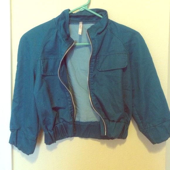 Teal cropped jacket - Picture 1 of 2