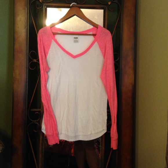 PINK burnout baseball top