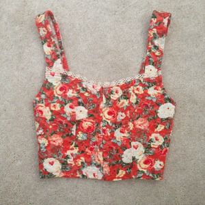 Orange floral crop top