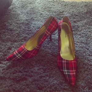 Red Plaid Pumps