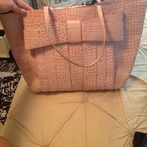 Light pink Croc skin Zac Posen tote
