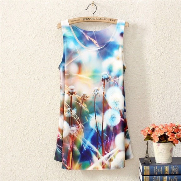 NWOT Retro dandelion tunic tank