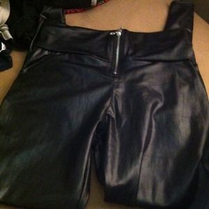 High Waist Black Leather Leggings