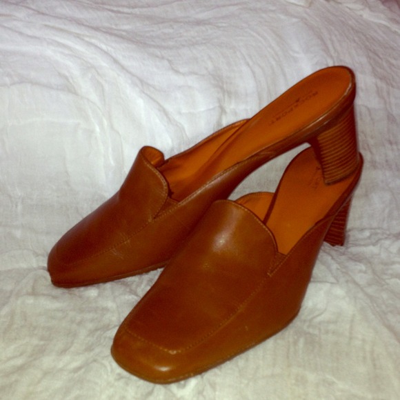 Rockport Leather Mule Heels, Camel Brown