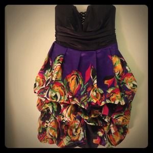 Strapless, ruffled party dress