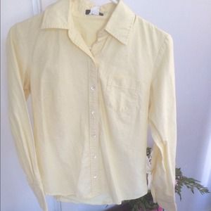 J Crew 100% Cotton Soft Yellow Collared Shirt