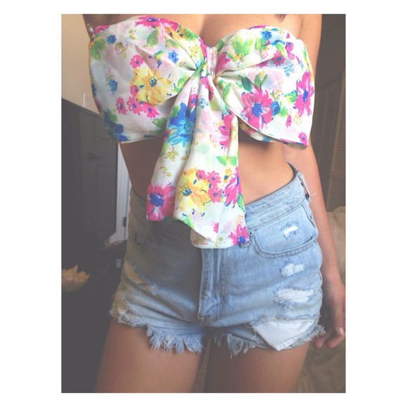 Floral Bow Style Bandeau Top