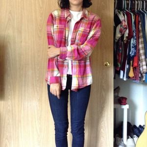 Pink Multicolored Flannel Shirt
