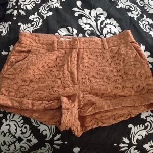Orange lace high rise shorts