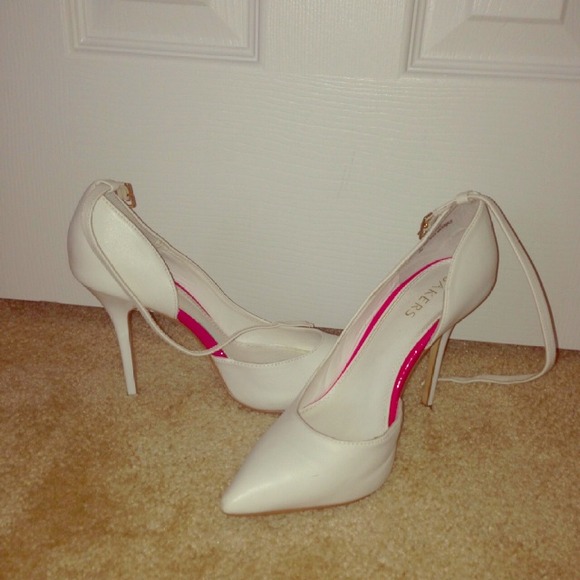 White n pink heels