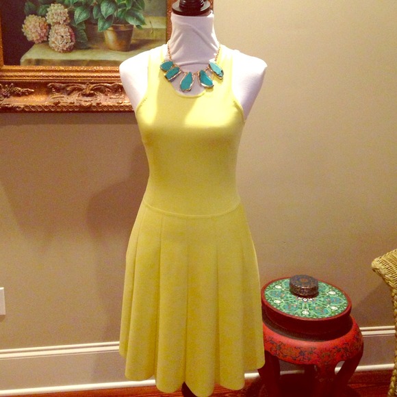 Bright yellow Parker fit and flare dress