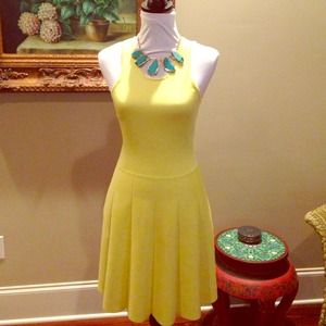 Bright yellow Parker fit and flare dress