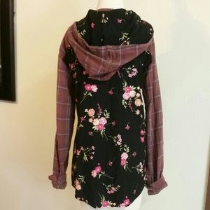 Two tone furst of a kind hooded flannel