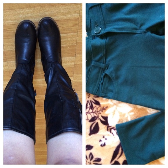 Black boots & green pants