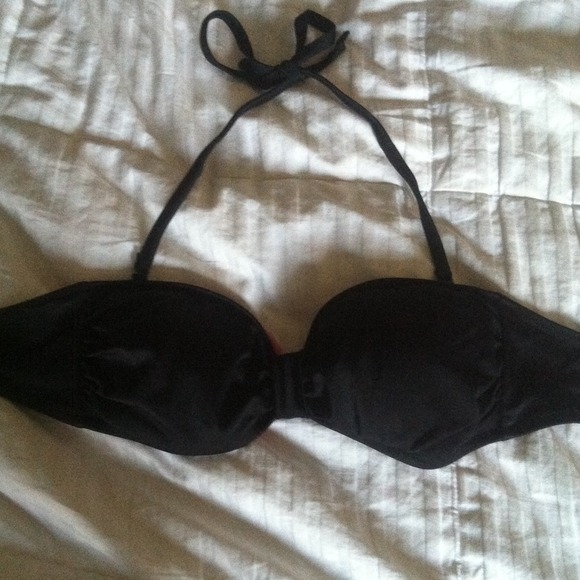 PINK black bandeau swim top