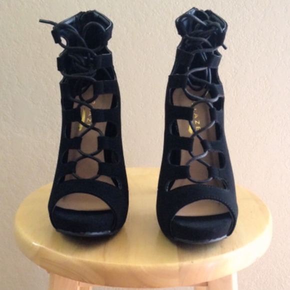 Shoes - black lace up heels