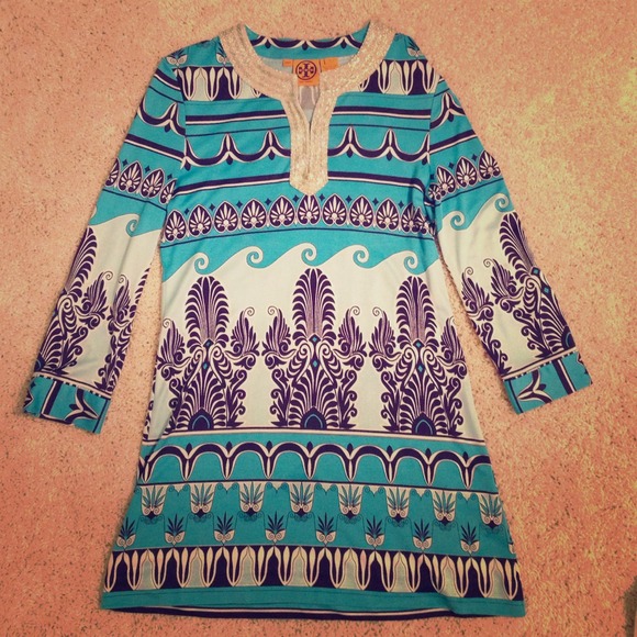 Tory Burch turquoise and navy dress/ tunic