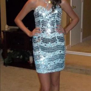 Short blue formal dress