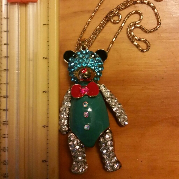 Teddy bear necklace by Betsey J.( Missing button)