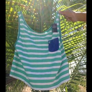 NEW Striped hollister tank w/ pocket💋💙