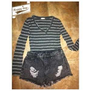 Gray striped long sleeve