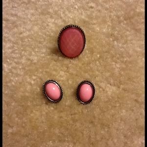 Pink Earrings & Ring set