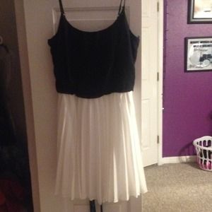 white & black spaghetti strap dress