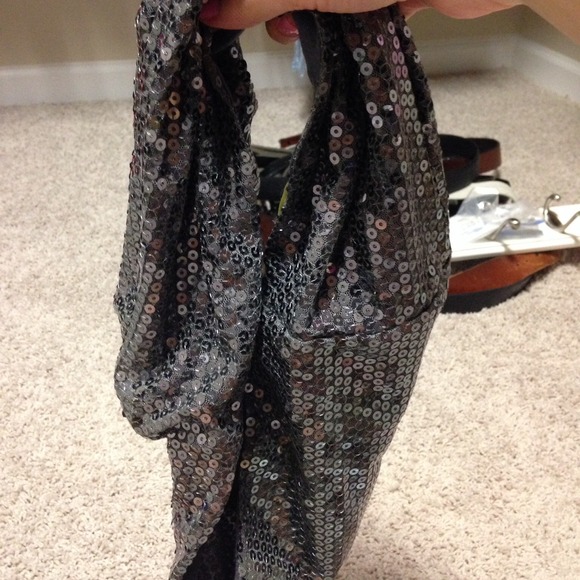 Dark grey sequin infinity scarf