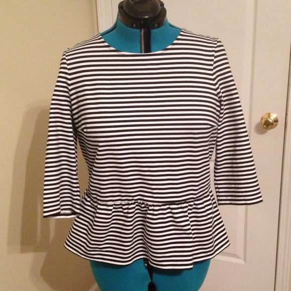 Black/white stripe peplum top