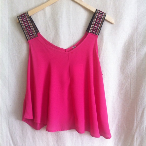 Tops - Aztec strap fuchsia top