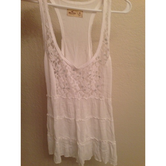 Hollister tank top with floral lace