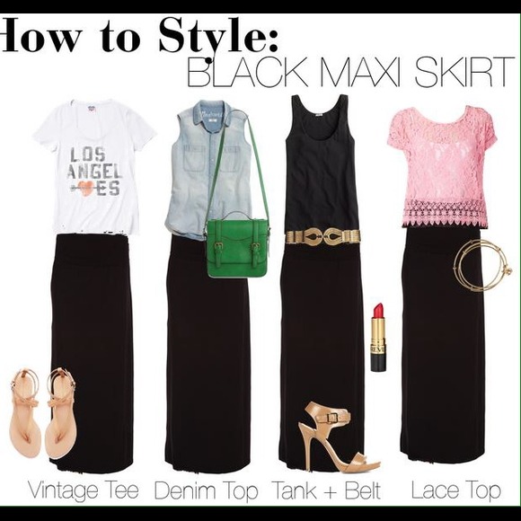 NWOT black maxi skirt