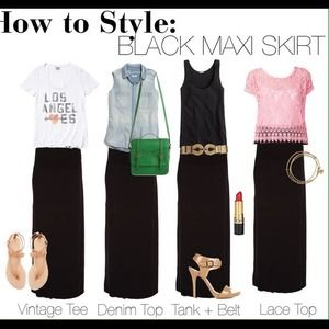 NWOT black maxi skirt