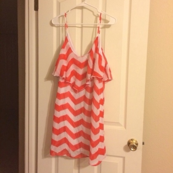 NWOT Orange Chevron Dress
