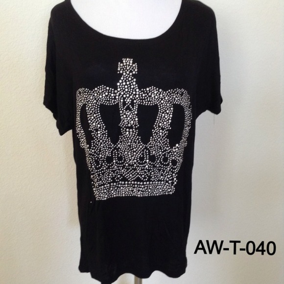 Studded Crown Design Black top