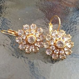Crystal stone lever back earrings (antique)