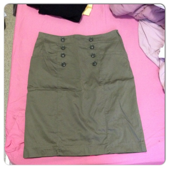 H&M Army Green Pencil Skirt
