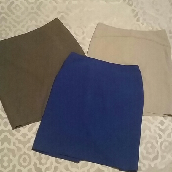 The Limited grey, tan, blue straight skirts BUNDLE