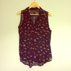 Chiffon sheer sleeveless blouse