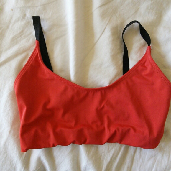 Red hot yoga sports bra, triple straps