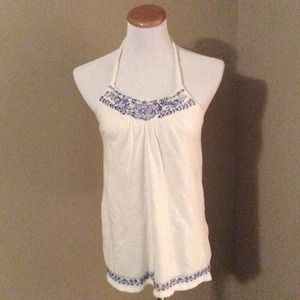Fabulous Embroidered Halter with Beaded Ties
