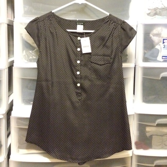 J. Crew Polka Dot Cap Sleeve Top