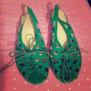 Green tie up sandals