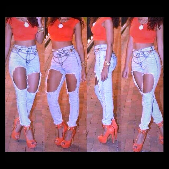 Thigh hole jeans