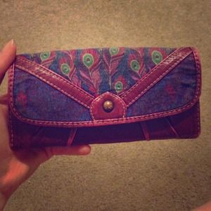 Burgundy Vegan Leather Peacock Wallet