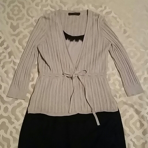 Grey sweater & cami set, red flirty skirt BUNDLE