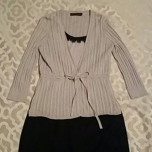 Grey sweater & cami set, red flirty skirt BUNDLE